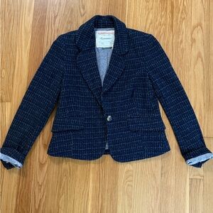 Anthropologie Women’s Navy Plaid Blazer Size 2